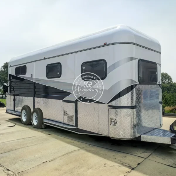 Horse Trailer Float with Roof Bed and Horse Yards Custom Deluxe Horse Carriage Trailer Added Caravan Door - Image 2