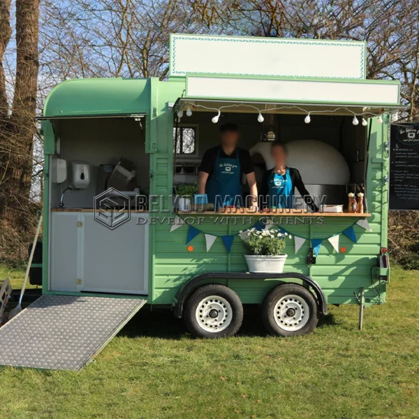 Belyoo CE Certified Mobile Bars Horse Trailer Food Truck Ice Cream Coffee Vending Van Outdoor Street Food Cart for Sale